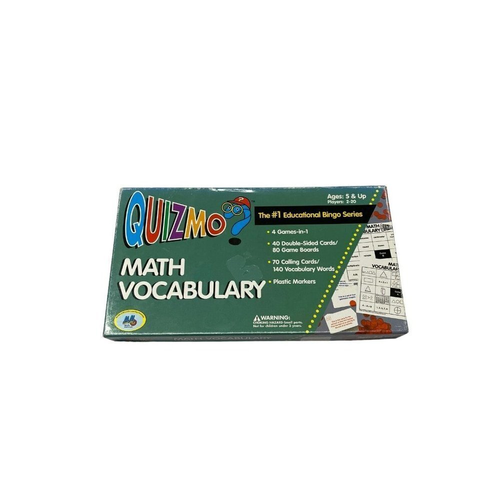 QUIZMO Math Vocabulary Math Bingo Games for Kids Homeschool After school